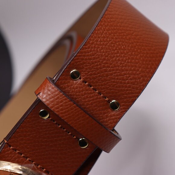 Michael Kors MK Logo Belt Women Size 8 Medium Brown Genuine Leather New main image 5